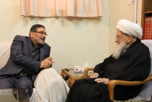 دیدار امیر دریابان علی شمخانی، دبیر شورای عالی امنیت ملی کشور با حضرت آیت الله العظمی صافی گلپایگانی