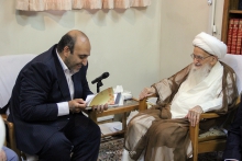 دیدار دکتر محمدرضا کلایی، شهردار مشهد مقدس با حضرت آیت الله العظمی صافی گلپایگانی